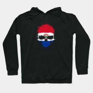 Chaotic Paraguay Flag Splatter Skull Hoodie